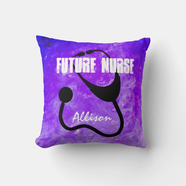 Coussin Futur infirmière infirmière étudiante pourpre pers (Recto)