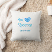Coussin Future mariée Mme ajouter nom date aquarelle cœur (Couverture)