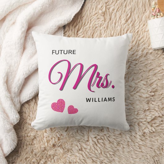 Coussin Future Mrs Personalized Wedding Design  (Couverture)