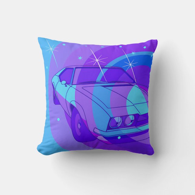 Coussin Futuristic Ride: Psychedelic Car Journey (Recto)