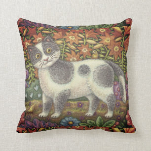Coussin Fuzzy Wuzzy Kitten FOLK ART CAT JETER PILLOW