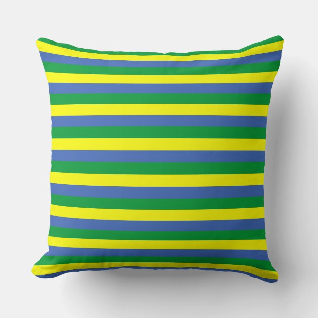 Coussin gabon drapeau rayures symbole du pays vert bleu ja (Recto)