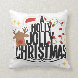 Coussin gai de Noël de houx de renne