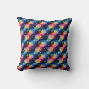 Coussin Galaxie colorée avec étoiles et spirales