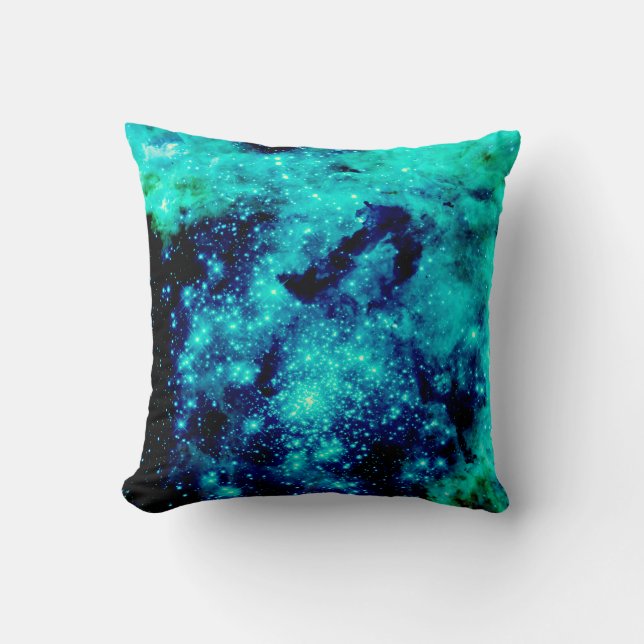 Coussin Galaxie turquoise (Recto)