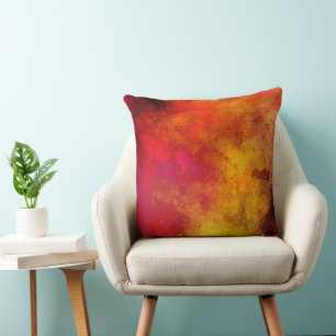 Coussin Galaxy Paint Splatt, effet orange rose jaune