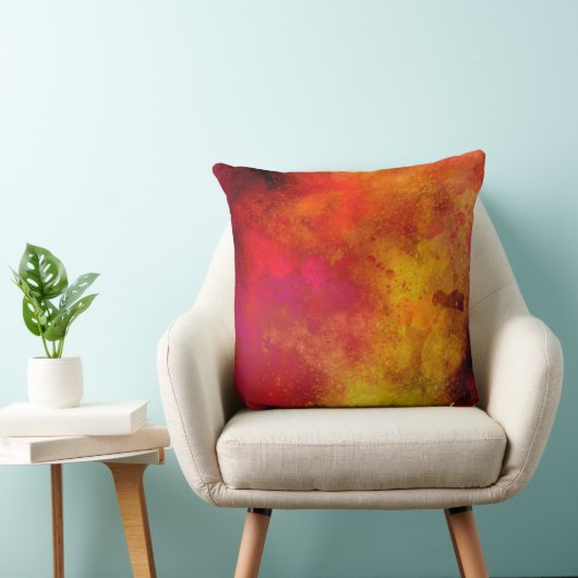 Coussin Galaxy Paint Splatt, effet orange rose jaune (Chaise)