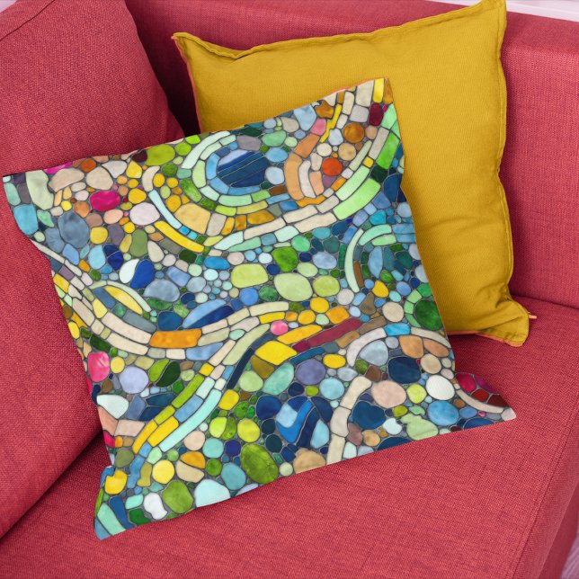 Coussin Galets colorés Art Mosaïque (Créateur téléchargé)