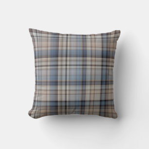 Coussin Galets d'ardoise bleu, marron et gris carreaux
