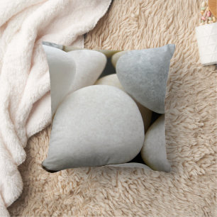 Coussin Galets Ronds Blancs Lisses Photo de Nature Zen