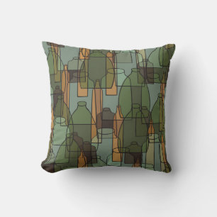 Coussin Galore de verre : Motif de bouteille Vintage