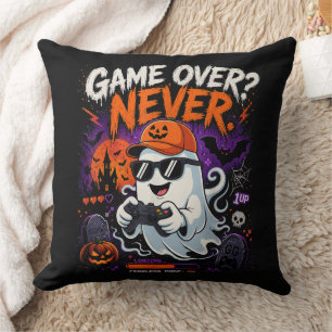 Coussin Game Over Jamais Drôle Gamer Fantôme Halloween