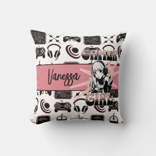 Coussin Gamer Girl personnalisée Jeux