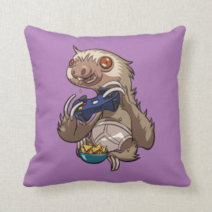 Coussin Gamer Sloth Manger des nachos en sous-vêtements