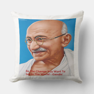 Coussin Gandhi & Be The Change Citation Taie d'oreiller en