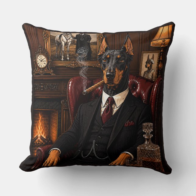 Coussin Gangster Doberman (Recto)