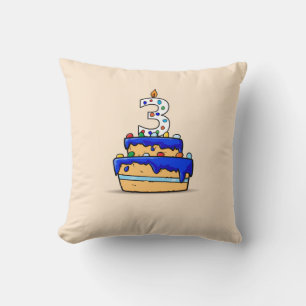 Coussin Garçon 3e anniversaire, 3 sur Gâteau bleu doux