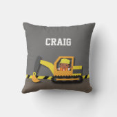 Coussin Garçon Afro-Américain Construction Excavatrice (Verso)