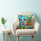 Coussin Garçon d'anniversaire Robot Rétro personnalisable (Chaise)