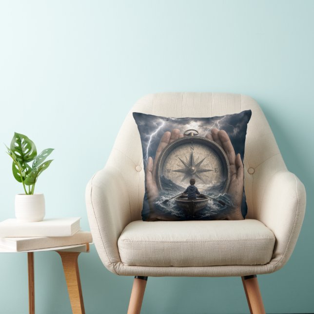 Coussin Garçon dans un bateau à rames guidé par une bousso (Chaise)