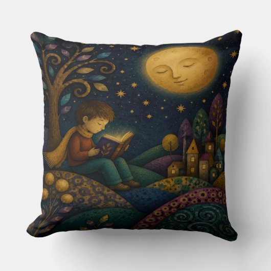 COUSSIN GARÇON FANTAISISTE LISANT SOUS LA LUNE (Recto)