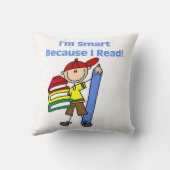 Coussin Garçon intelligent parce que je lis (Verso)