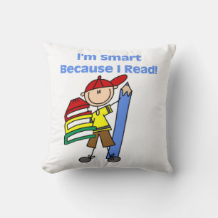 Coussin Garçon intelligent parce que je lis