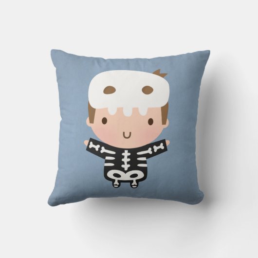 Coussin Garçon mignon Halloween de fantôme et de squelette (Verso)