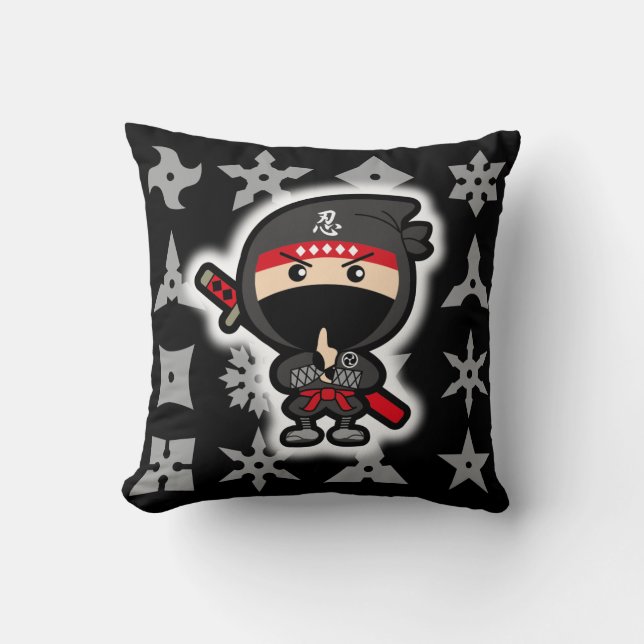 Coussin Garçon noir de Ninja (Recto)
