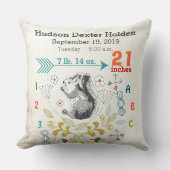 Coussin Garçon Nursery Bébé Naissance Stat Squirrel Flèche (Recto)