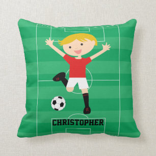 Coussin Garçon personnalisable 1 du football rouge et