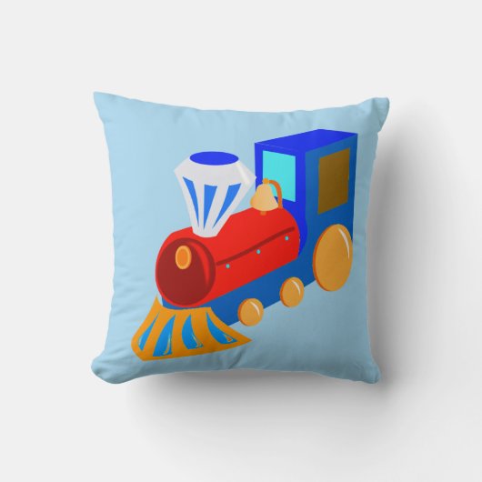 Coussin Garçon Red Blue Train avec Blue & Green Backs (Recto)