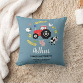 Coussin Garçons adorable tracteur de ferme Birth Stats Enf (Couverture)