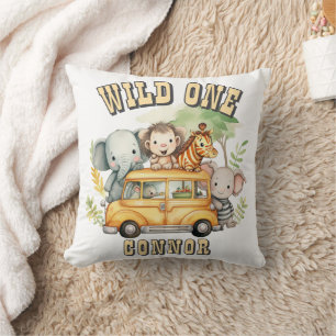 Coussin Garçons anniversaire safari animaux sauvage un