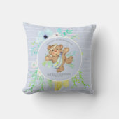 Coussin GARÇONS BAPTISME - BLUE Angel Teddy ours personnal (Recto)