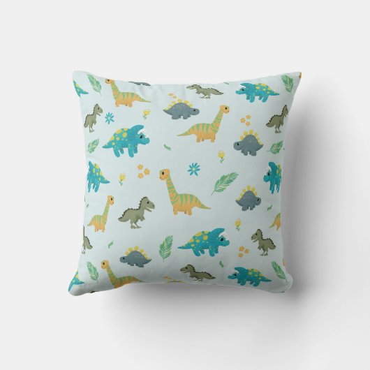 Coussin Garçons Bleu Cute Dinosaur Naissance Statistiques (Verso)
