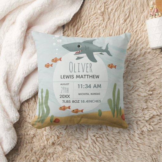 Coussin Garçons Bleu Cute Shark Keepsaké statistiques de n (Couverture)