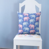 Coussin Garçons bleus et éléphants indiens roses