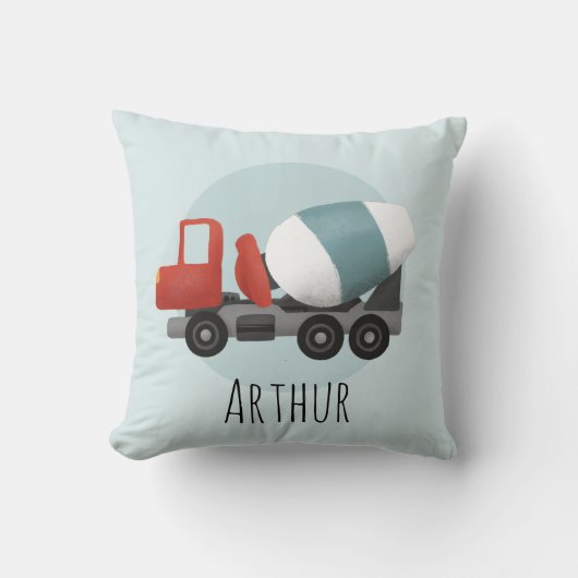Coussin Garçons Cute Bleu Construction Cement Mixer Enfant (Recto)