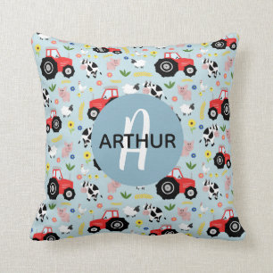 Coussin Garçons Cute Farm Animal Motif Monogramme Nom Enfa