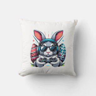 Coussin Garçons Joyeux Jour de Pâques Lapin Œuf Jeu Vidéo