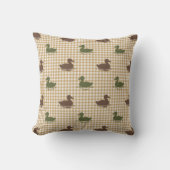 Coussin Garçons Prépa Canard & Gingham Brun Vert Kaki (Recto)
