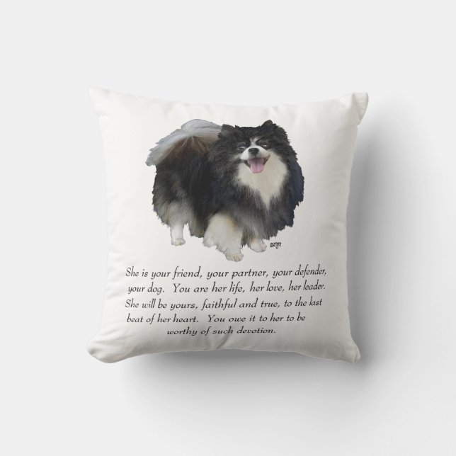 Coussin Garde de Pomeranian Femelle (Recto)