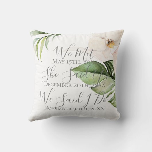 Coussin Garde-mariés sur mesure avec grande orchidée (Verso)