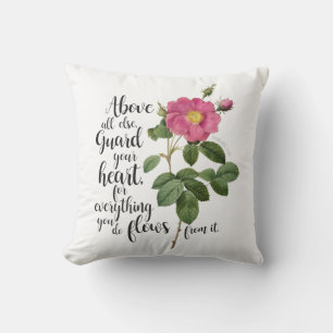 Coussin Garde ton coeur - Rose Vintage, Proverbes 4:23