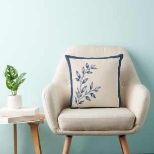 Coussin Gardens Syracuse Minimalist Blue Leaf Cushion