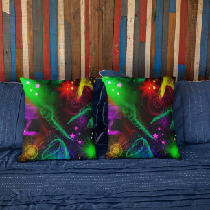 Coussin Garder Sake Neon Paint Splatter Swirls Stars