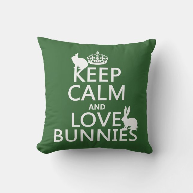 Coussin Gardez le calme et aimez les lapins - toutes les (Recto)