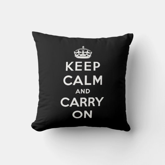 Coussin Gardez le calme et continuez (conception noire) (Recto)