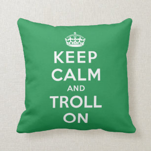 Coussin Gardez le calme et le Troll dessus